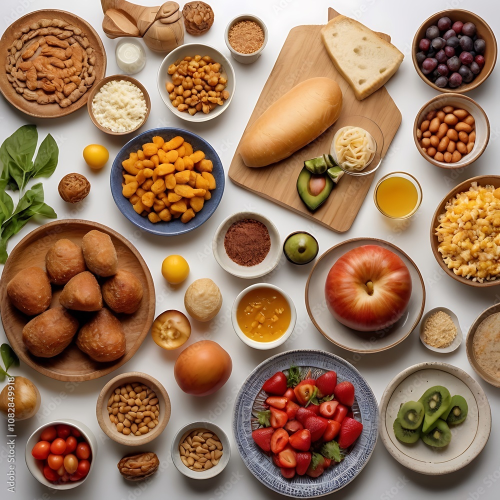 Delicious vegetarian food with seasonal traditional food arrangement
