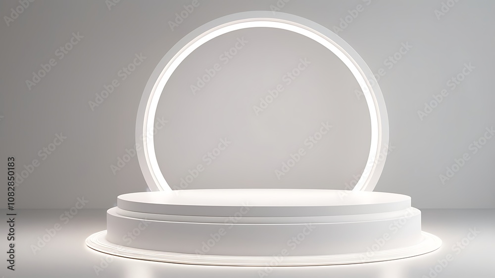 A white circular pedestal with a white circular ring A white circular pedestal with a white circular ring