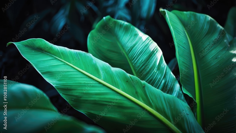 Bioluminescence banana leaf background. Nature plant. Bioluminescence banana leaf background. Nature plant.