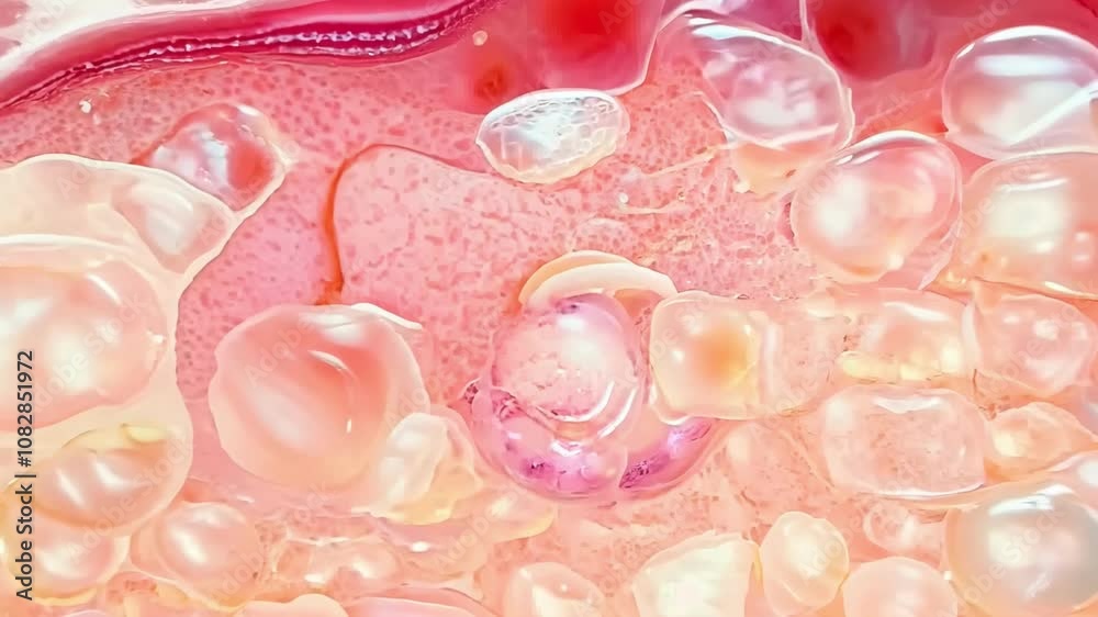 A close up of a pink tissue with a red spot on it. The tissue is very thin and delicate A close up of a pink tissue with a red spot on it. The tissue is very thin and delicate