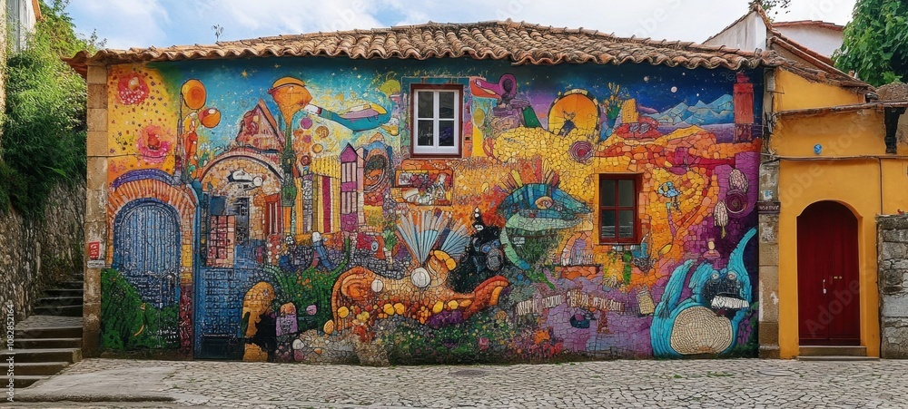 Fototapeta premium Colorful Mural on a Building in Portugal