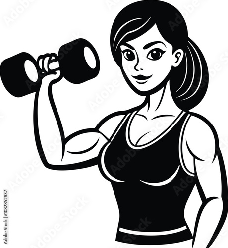Silhouette Vector Illustration of a Girl Fitness  Workout Design