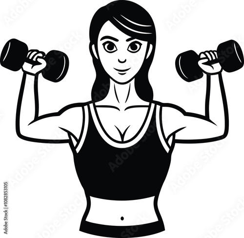 Silhouette Vector Illustration of a Girl Fitness  Workout Design