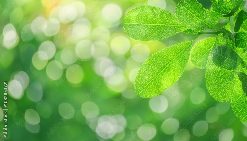 Fresh Green Leaves with Sunlight and Natural Bokeh Background Fresh Green Leaves with Sunlight and Natural Bokeh Background
