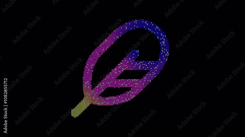 Icon rounded feather is made up of LED square shapes that shimmer and flicker. There are black dead diodes. In-Out looped. Alpha BW at the end Icon rounded feather is made up of LED square shapes that shimmer and flicker. There are black dead diodes. In-Out looped. Alpha BW at the end
