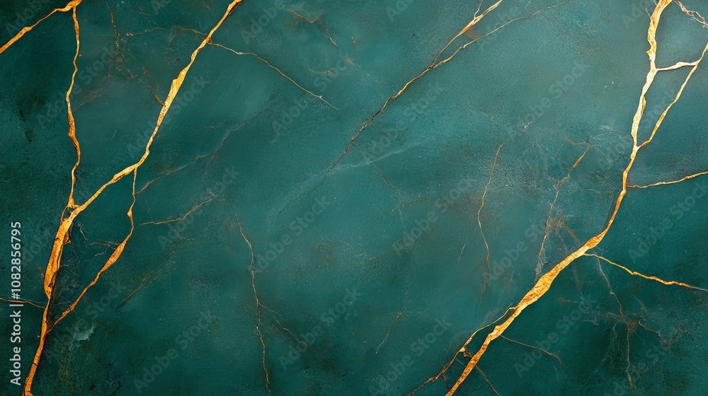 A close-up of teal marble with thin, gold veins.  A luxurious and elegant background for your next project.