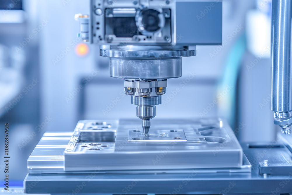 Fototapeta premium Thermoforming process, where heated plastic sheets are being shaped into products using molds