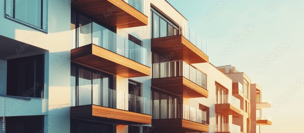 Modern apartment buildings featuring windows and balconies showcasing a contemporary complex with outdoor amenities Mixed media presentation Modern apartment buildings featuring windows and balconies showcasing a contemporary complex with outdoor amenities Mixed media presentation