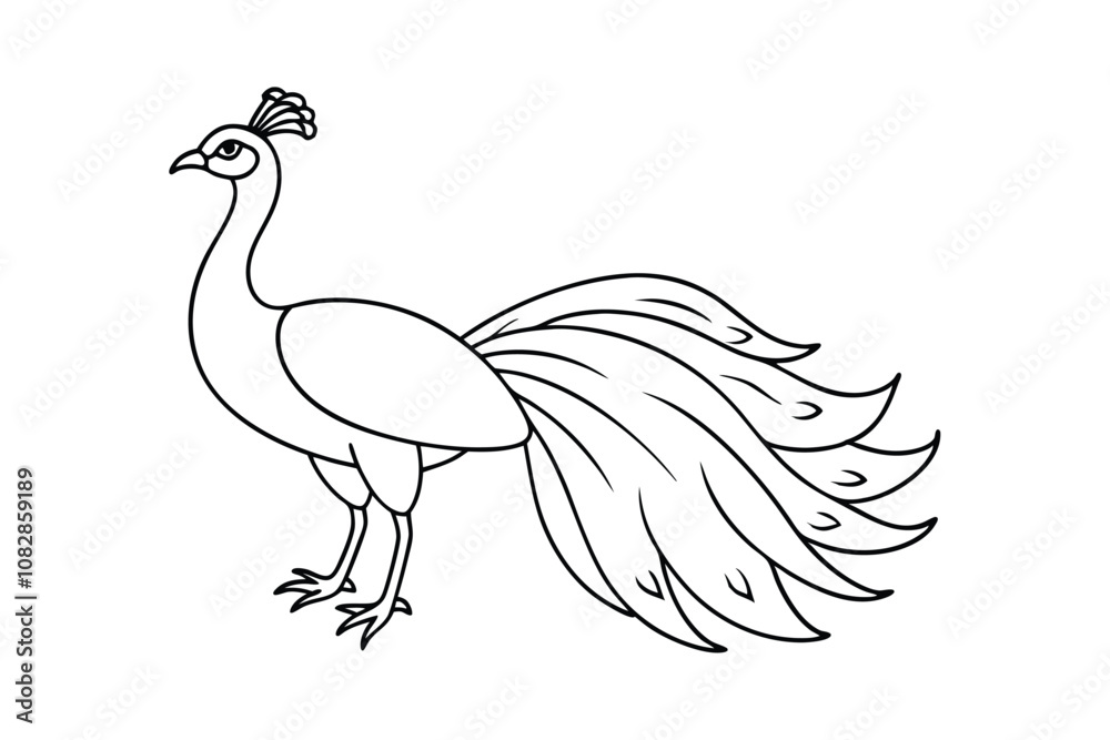 Obraz premium Rooster Vector Illustration - Farm Bird Design with Feathers, Rustic Minimalist Outline, Elegant Farm Art