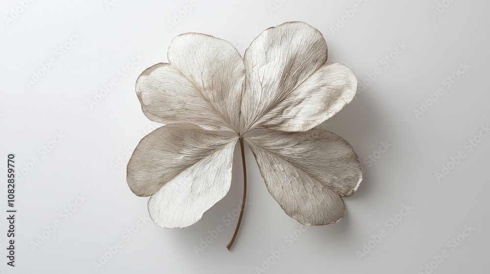 Close up of Four Leaf Clover on White Background Close up of Four Leaf Clover on White Background