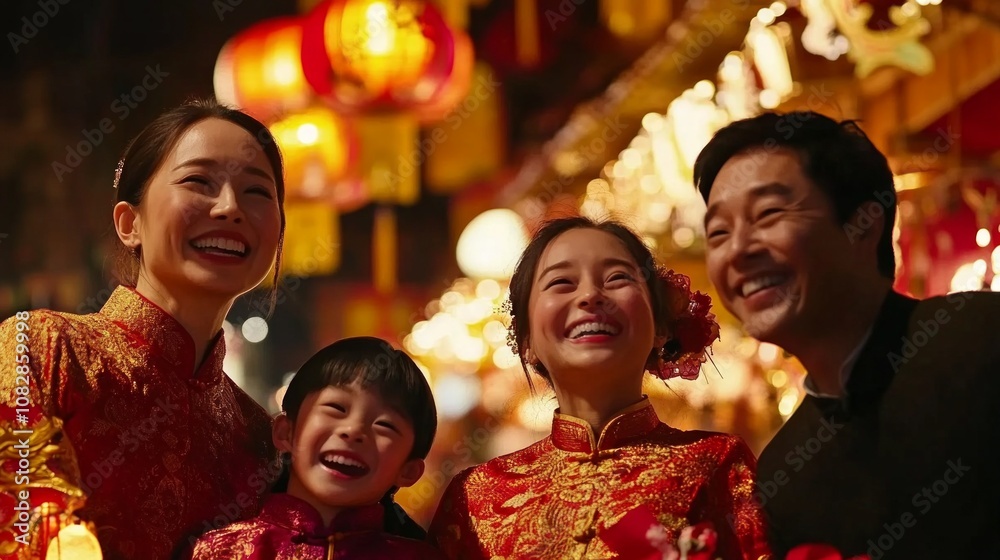 Chinese Spring Festival,Family members gathered, faces beaming, radiating warmth,Flowing Tang suits, elegant qipaos, AI Generative Chinese Spring Festival,Family members gathered, faces beaming, radiating warmth,Flowing Tang suits, elegant qipaos, AI Generative