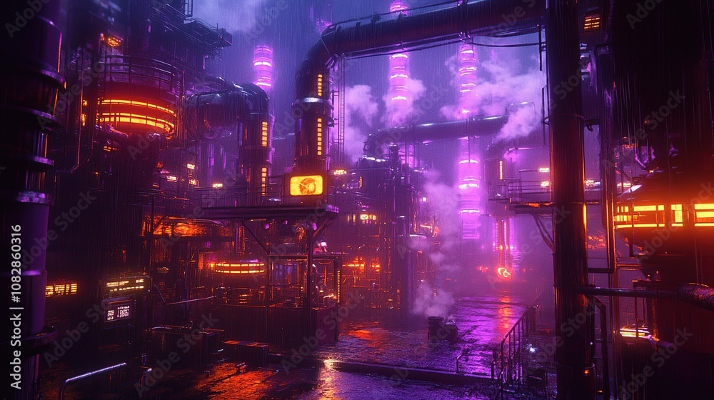 Fototapeta premium Neon Cyberpunk Cityscape