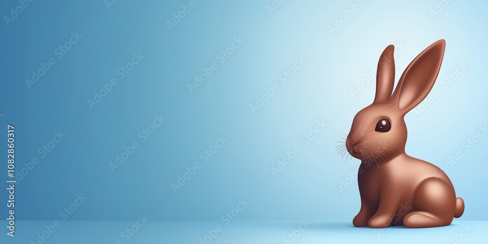 A flat illustration of a chocolate bunny on a gradient blue background, showcasing a minimalist and modern design with smooth textures and a soft color palette A flat illustration of a chocolate bunny on a gradient blue background, showcasing a minimalist and modern design with smooth textures and a soft color palette
