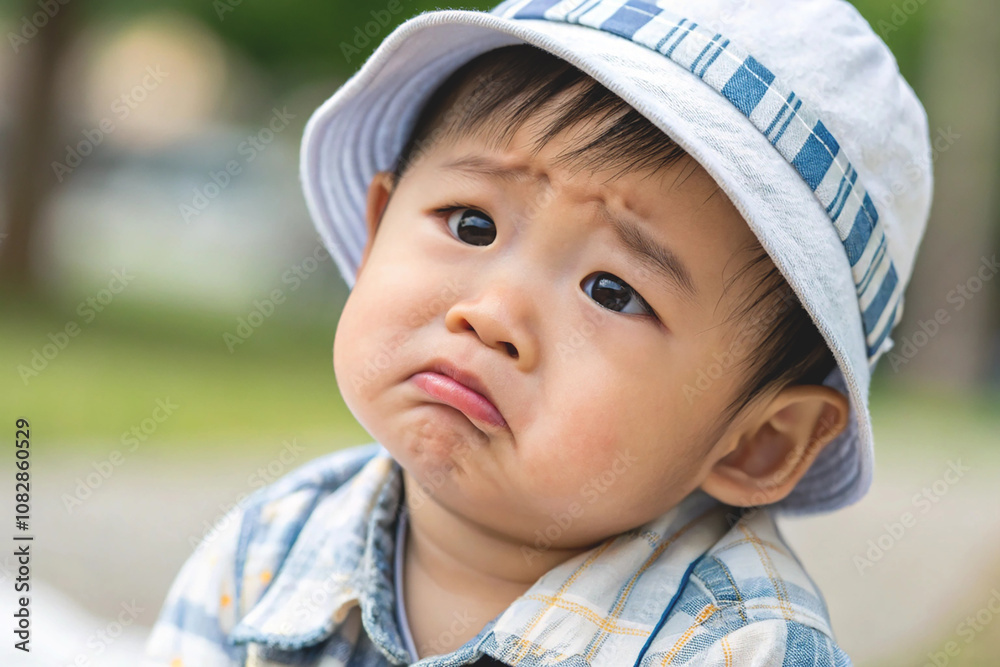 portrait of sad Japanese baby boy portrait of sad Japanese baby boy