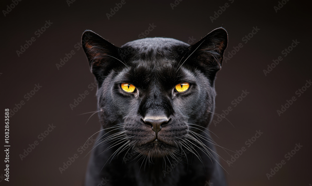 Majestic Black Panther with Piercing Golden Eyes in a Striking Portrait Majestic Black Panther with Piercing Golden Eyes in a Striking Portrait
