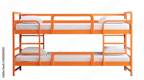 Bunk bed design for kids' room modern furniture indoor space bright orange color functional viewpoint space-saving concept