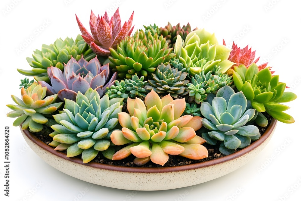 Fototapeta premium plant arrangement with cactus and desert plants, potted succulents as a potted nature home decor