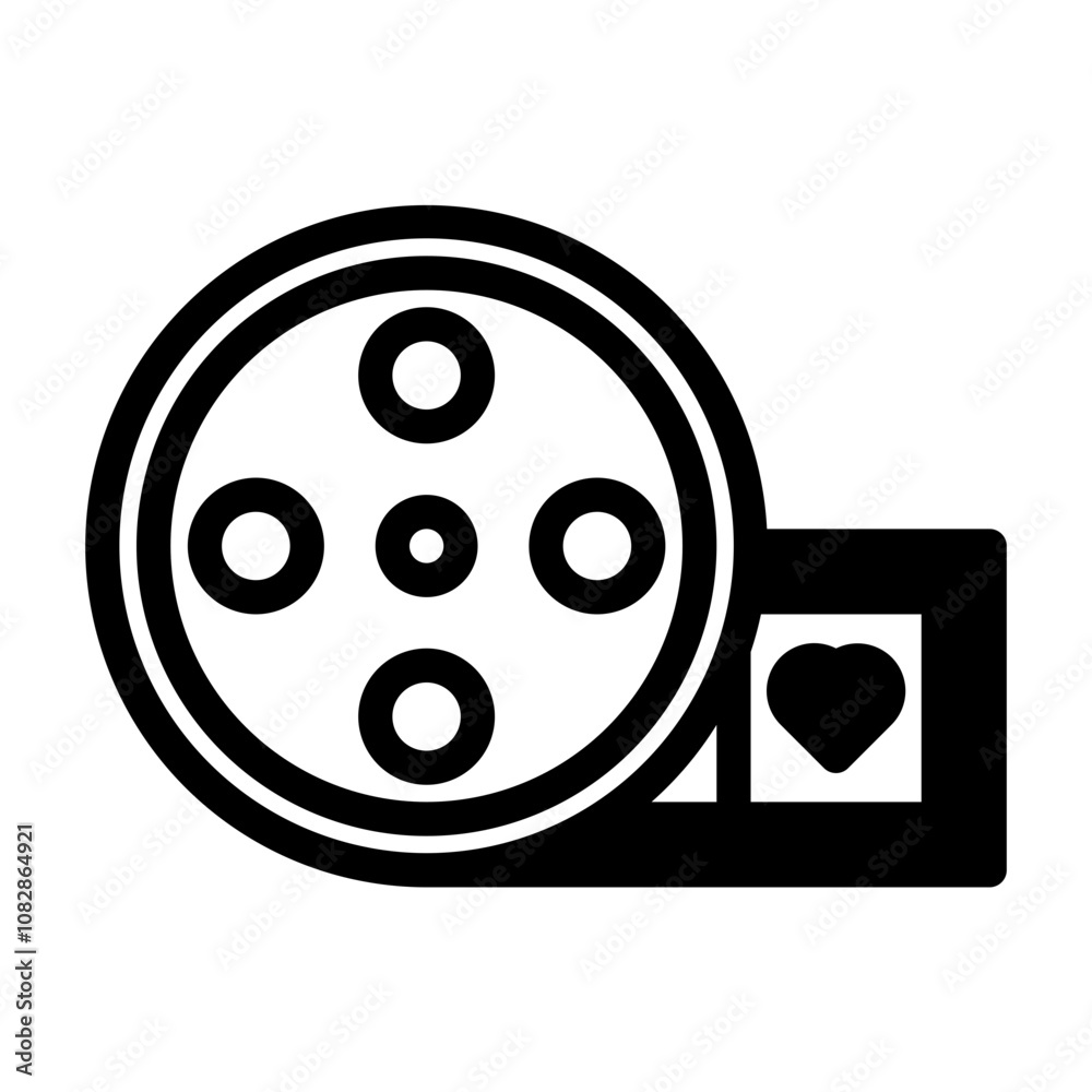 Romantic movie icon in Black Fill. Glyph Style Romantic movie icon in Black Fill. Glyph Style