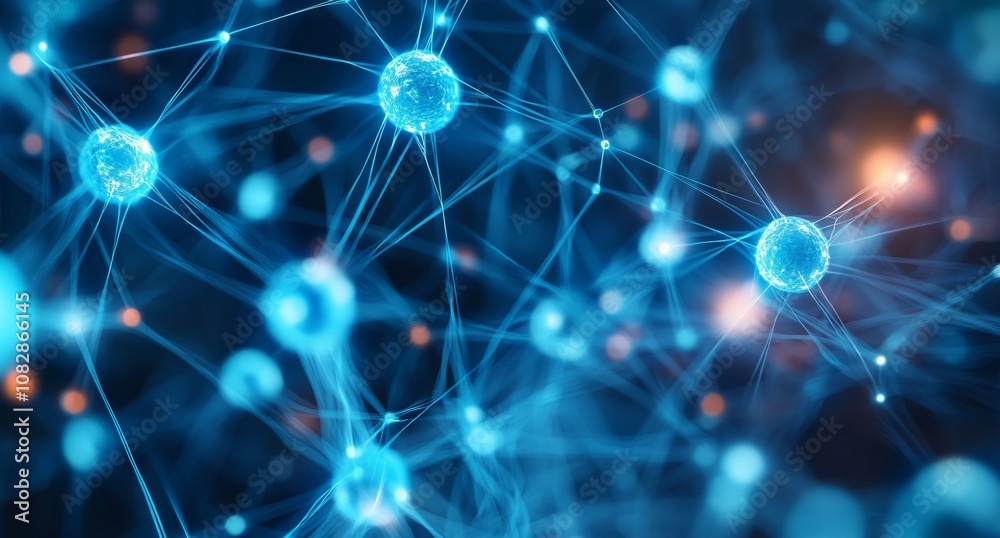 Abstract Neural Network Background with Glowing Connections, AI generated illustration Abstract Neural Network Background with Glowing Connections, AI generated illustration