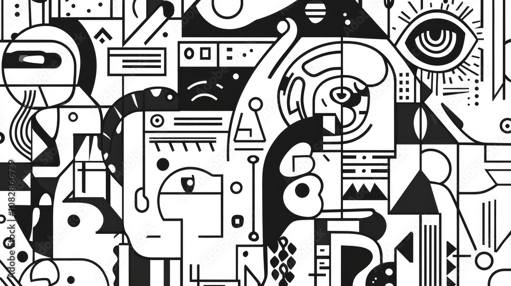 Abstract line art illustration depicting a creative design concept Abstract line art illustration depicting a creative design concept
