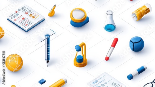 Clean Science Tools on White Grid Background