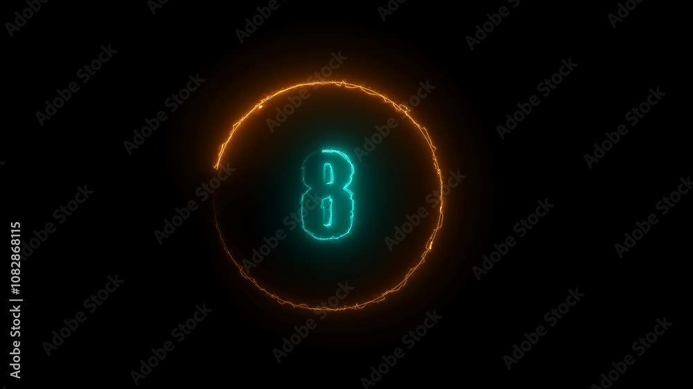 Top ten countdown animation text , neon light numbers from 10 to 1, countdown animation on black background Top ten countdown animation text , neon light numbers from 10 to 1, countdown animation on black background