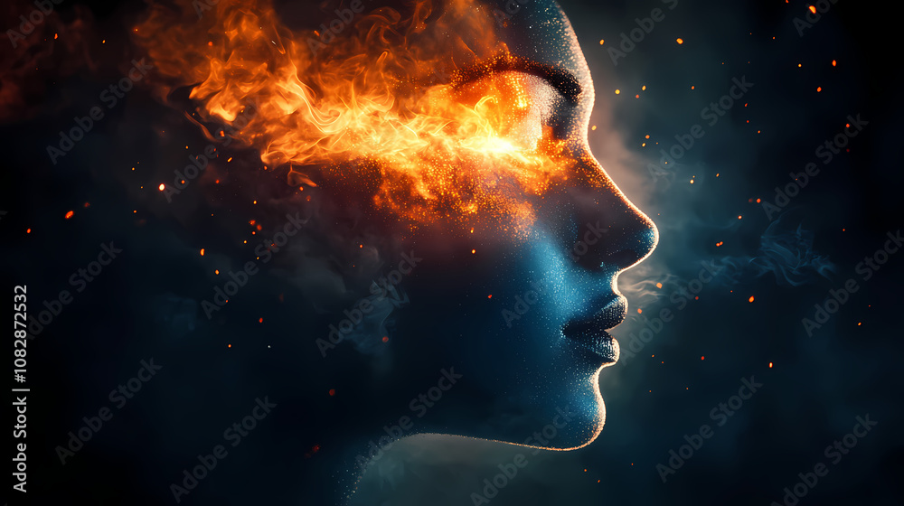 A surreal digital artwork of a face with glowing elements, embodying mysticism and fantasy. perfect for creative and ethereal art concepts. Mysticism. Illustration