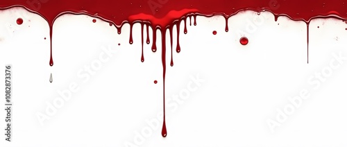 Dramatic Red BLLOD Drip on White Background – Blood-Like Effect photo