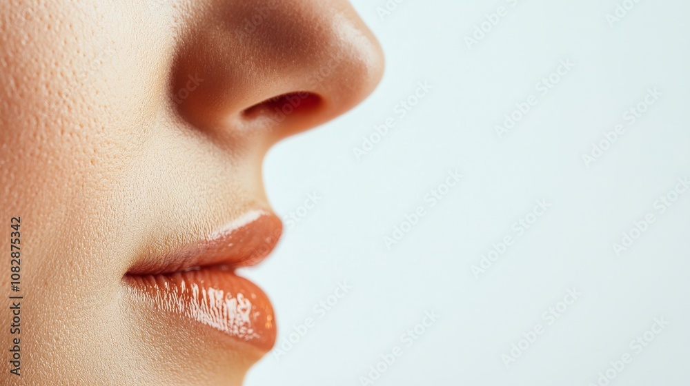 Close-up shot of female lips studio setting beauty photography soft lighting aesthetic appeal Close-up shot of female lips studio setting beauty photography soft lighting aesthetic appeal