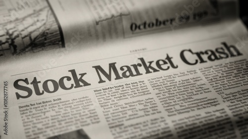 Newspaper headline highlights significant stock market crash event