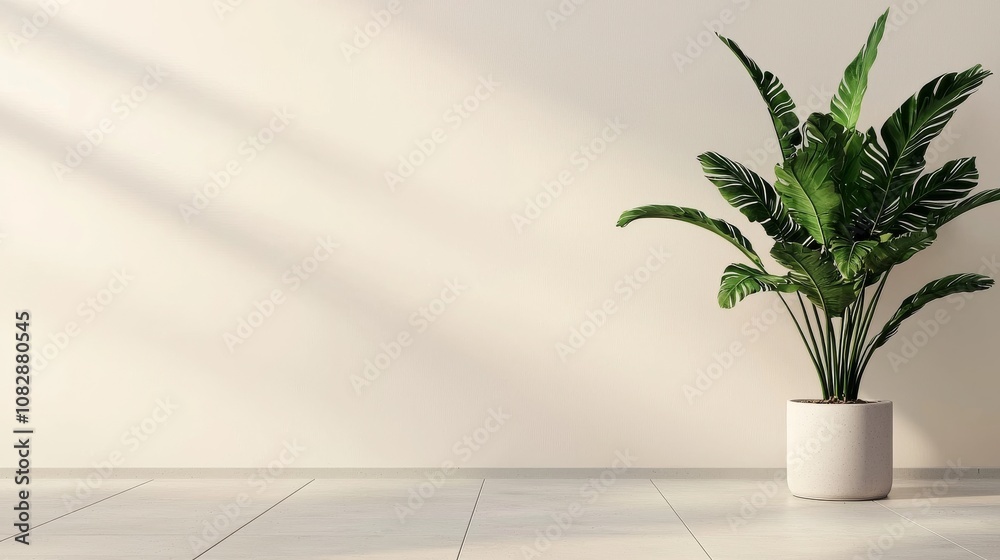 Fototapeta premium Indoor plant arrangement modern space minimalist design bright environment contemporary viewpoint brand message clarity