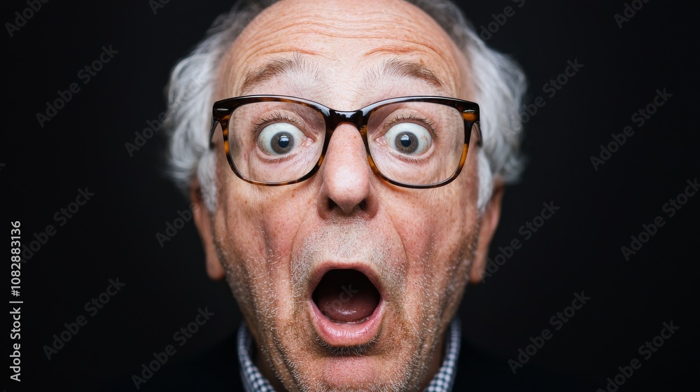 Surprised older adult expressing shock close-up photography studio environment emotional impact Surprised older adult expressing shock close-up photography studio environment emotional impact
