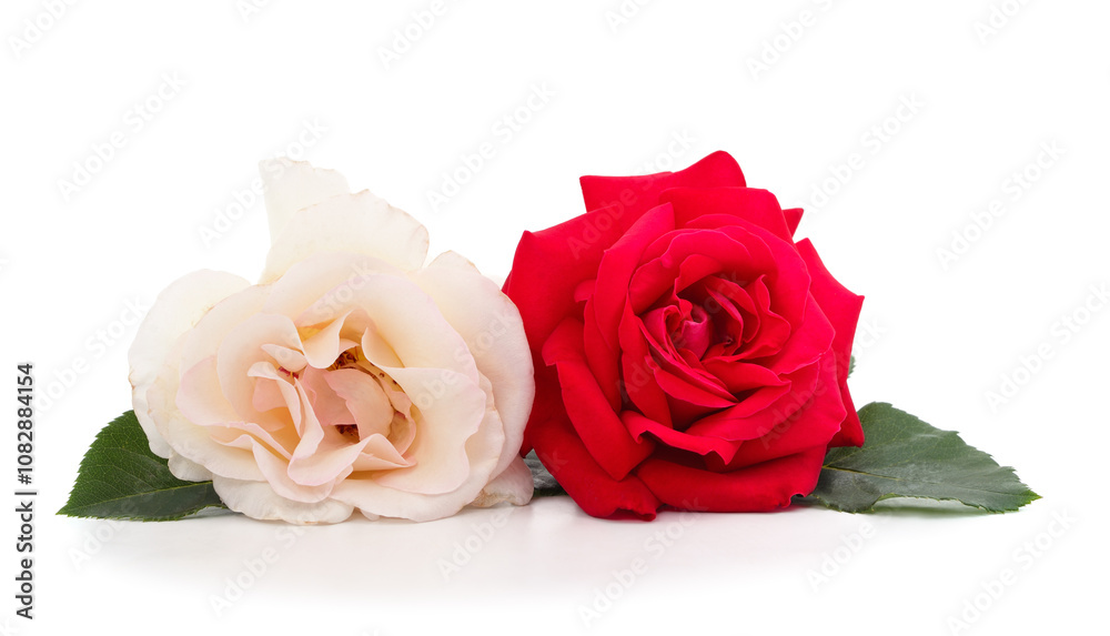 Fototapeta premium Beautiful white and red roses.