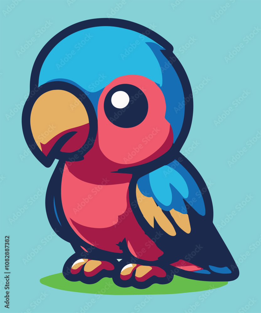Obraz premium A cute parrot vector style with white background.