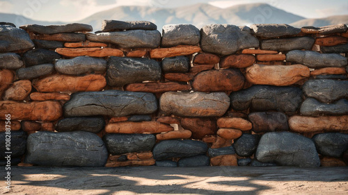 Aged Stone Wall with Natural Imperfections Earthy Tones and Horizontal Stacking for a Rustic Look Evoking Countryside Walls