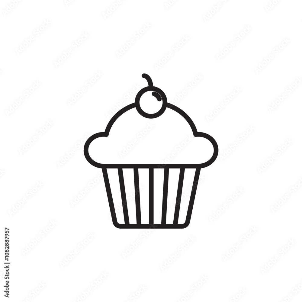 Cupcake thin line vector icon. Cupcake thin line vector icon.