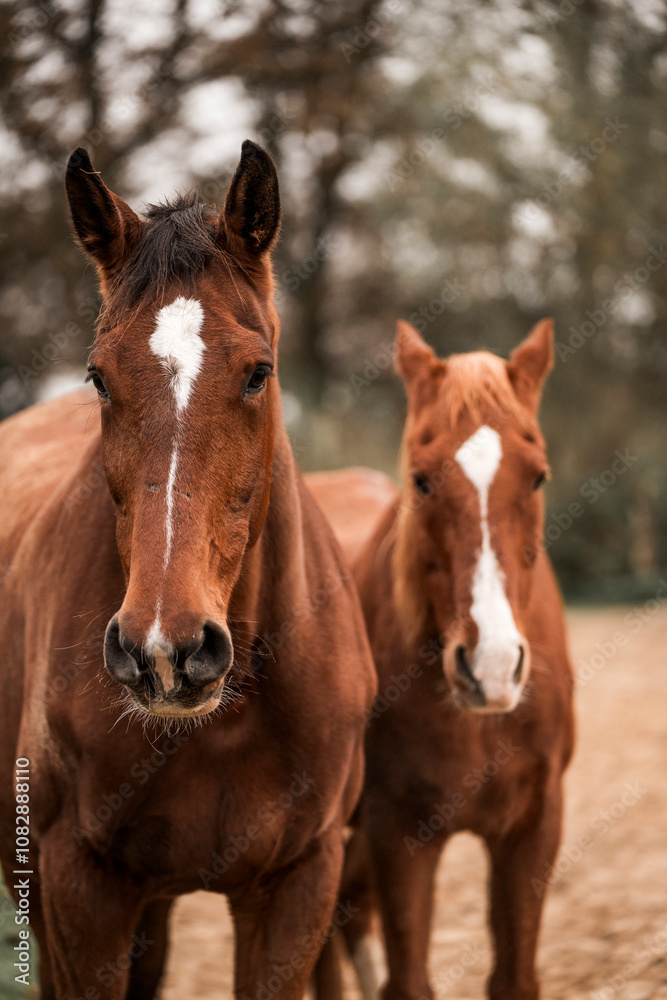 two horses standing and chilling relax equine herd friends two horses standing and chilling relax equine herd friends
