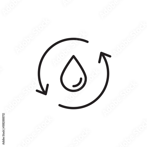 Recycle Water thin line vector icon.