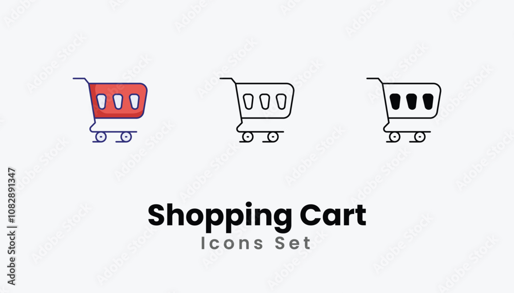 Shopping Cart Icons thin line and glyph vector icon stock illustration Shopping Cart Icons thin line and glyph vector icon stock illustration
