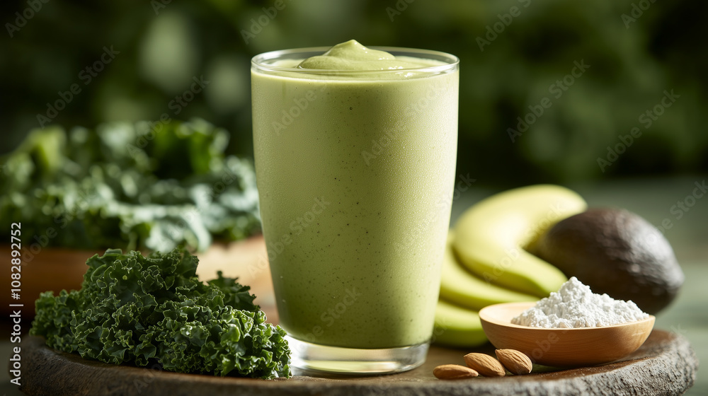 Superfood Smoothie Ingredients with Kale and Avocado Superfood Smoothie Ingredients with Kale and Avocado