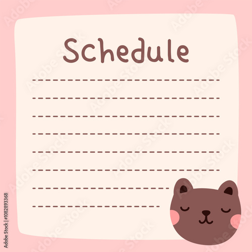 Cute to do list template. Kawaii design of daily planner, schedule or checklist. Perfect for agenda, planning, memo, notes, self-organization. Vector hand-drawn illustration. Stationery for children.