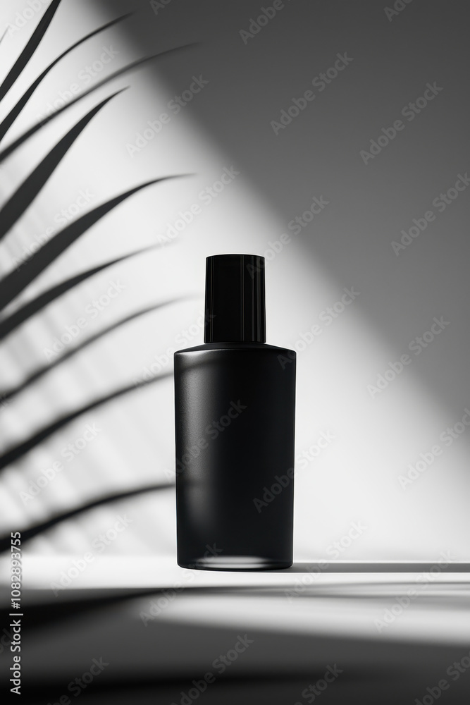 Sleek Matte Black Bottle with Stylish Shadows for Modern Lifestyle Sleek Matte Black Bottle with Stylish Shadows for Modern Lifestyle
