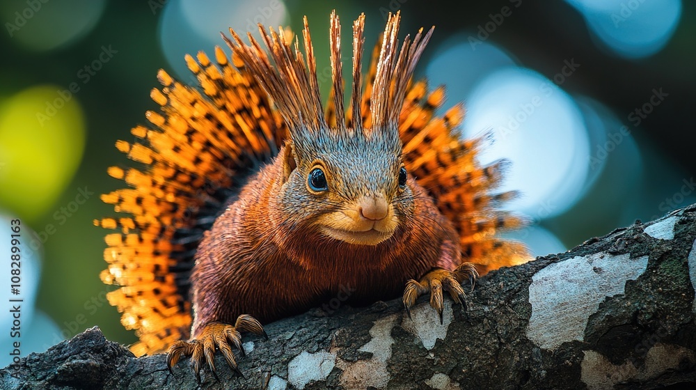 Fototapeta premium A Close-Up of a Spiky Squirrel