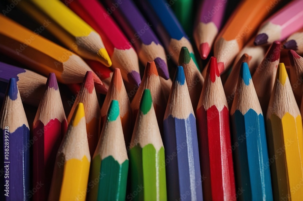 Fototapeta premium colored pencils arranged in a colorful pattern