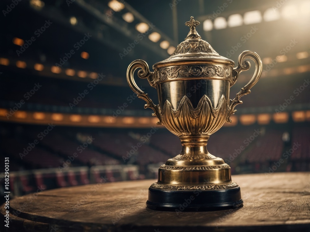 gold cup on the table gold cup on the table