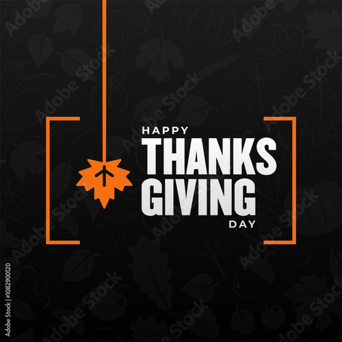 Happy Thanksgiving Day, trendy Thanksgiving Day banner with fall foliage, perfect background for social media, greeting cards, promotion and advertising 