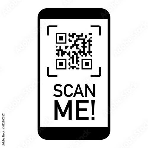 QR code scan icon black color for mobile app and payment vector