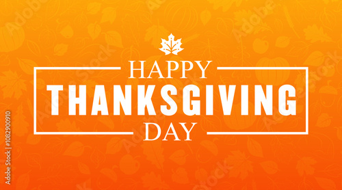 Happy Thanksgiving Day, trendy Thanksgiving Day banner with fall foliage, perfect background for social media, greeting cards, promotion and advertising 