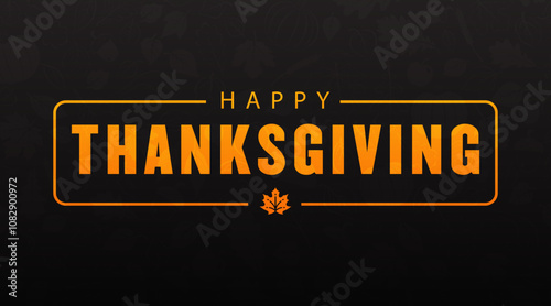 Happy Thanksgiving Day, trendy Thanksgiving Day banner with fall foliage, perfect background for social media, greeting cards, promotion and advertising 