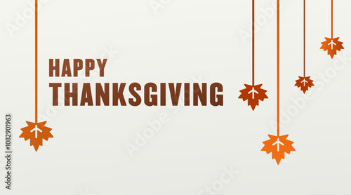 Happy Thanksgiving Day, trendy Thanksgiving Day banner with fall foliage, perfect background for social media, greeting cards, promotion and advertising 